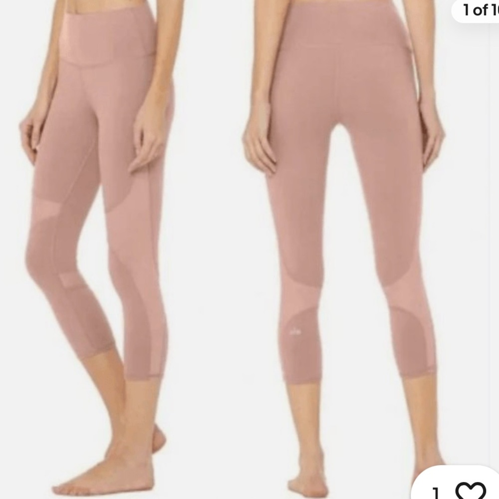 Alo yoga high waisted coast crop leggings smoky quartz mauve mesh